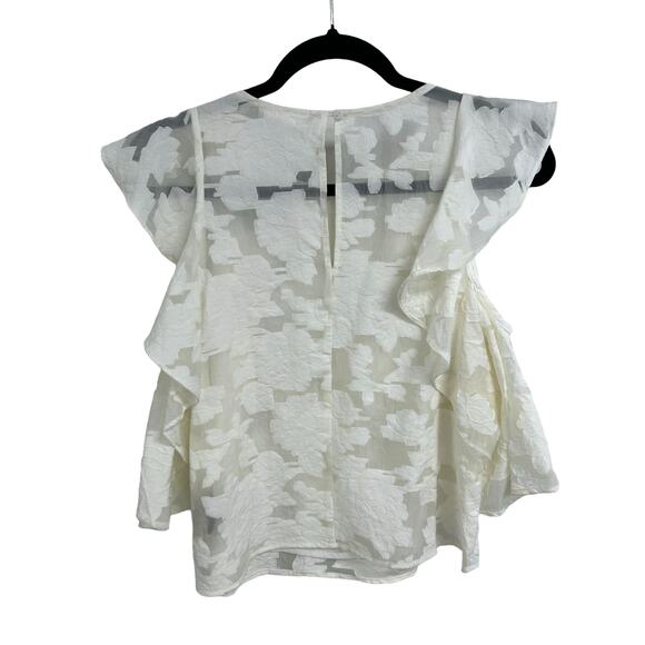 NWT The Room by Ark & Co White Floral Cold Shoulder Lace Ruffle Top Small - Picture 6 of 6